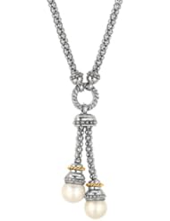 Designer Phillip Gavriel 18k Gold & Sterling Silver Collection Dangle Pearl Pendant 17"