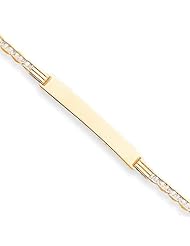 14K Yellow Gold And Rhodium Pave Curb ID Bracelet 7 Inch