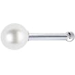 Solid 14KT White Gold 3mm Pearl Nose Bone