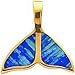 14K Gold Created Opal Whale Tail Slide Pendant New title=