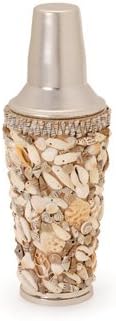 Home Decor, Beachfront Cocktail Shaker Dimensions: 10" H X 3.75" Dia. Material: Cork, Shell and Polished Nickel