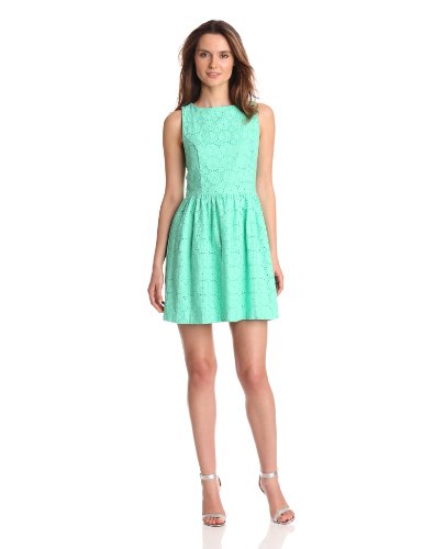 Kensie Women's Embroidered Eyelet Dress, Minty Combo, X-Small