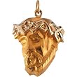 14K Yellow Gold Diamond Face of Jesus Pendant - 25.00x19.50mm