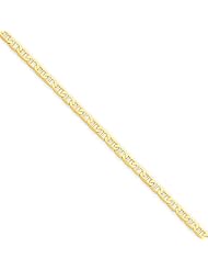 14k Yellow Gold 10in Polished Anchor Link Anklet. Metal Wt- 2.79g