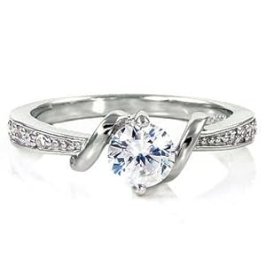 Womens Sterling Silver Entwined Love Russian Ice on Fire Simulated Diamond CZ Promise Friendship Ring, sz 7.0