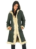 Womens Hooded Denim Coat w/ Faux Fur Trim