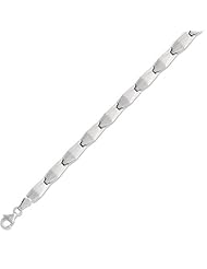 BRI Jewelry 14K 7.25" White Gold Textured Shiny Fancy Bracelet with Pear Shape Clasp