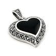 Curved Heart Marcasite and Onyx Pendant