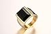 Fashion Stainless Steel Gold Plated Vintage Square Black Agate Signet Rings for Men, Gold,Size 9