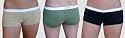 URANUS All Natural Soy Fiber Boy Short Women's Underwear (in a three pack of colors-Moss Green, Beige, Black) packaged in a biodegradable burlap bag