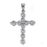 14k White Cross 1.72 Ct Diamond Pendant