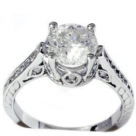 HUGE 2.33CT ROUND DIAMOND VINTAGE ENGAGEMENT RING ANTIQUE HEIRLOOM HAND ENGRAVED