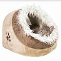 Beige with Brown Cushy Cave Cat bed