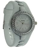 Henley Ladies Diamonte Dial White Rubber Strap Watch