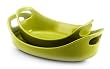 Rachael Ray Stoneware 1-Quart and 2-1/4-Quart Oval Bubble & Brown Baker Set, Green