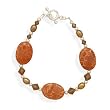Fossil Coral and Crystal Toggle Bracelet