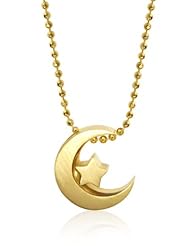 Alex Woo "Little Faith" Gold Crescent Moon Pendant Necklace
