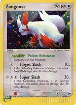 Cover image : Pokemon Ex Sandstorm Holofoil Rare Card Zangoose 14/100