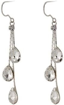 OnceAll 18K Gold Plated Raindrop Shaped Stud Earrings (White Gold) M.