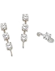 The Ear Pin Cubic Zirconias Earcuff in Silver 3-in-1 Earrings