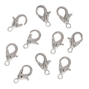 Real Silver Plated Curved Lobster Clasps 8mm (10)