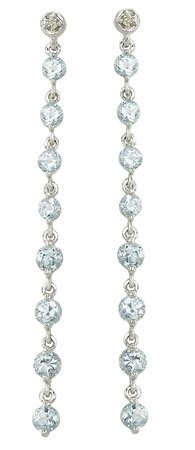 14K White Gold Blue Topaz and Diamond Earrings