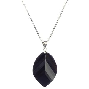 Sterling Silver Box Chain Black Onyx Pendant, 18 by