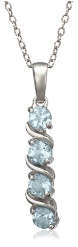Sterling Silver 4-Stone Blue Topaz Pendant, 18