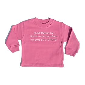 Sweat fuchsia 1-2 yrs 'Dad thinks he knows a lot but mum knows everything'