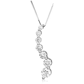 14k Choice of White or Yellow Gold Journey Curve Pendant (1 cttw, H-I Color, I1 Clarity)