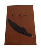 Ensign Brown, Bonded Leather Journal with Black Feather Pen