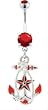 ANCHOR BELLY RING WITH A RED AND BLACK NAUTICAL STAR