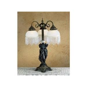 24H 3 Graces White Fringed Accent Lamp