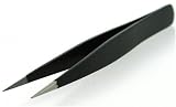 TWEEZERS-FINE POINT Solid/Classic design EYEBROW + SPLINTER - Color BLACK