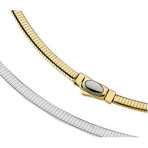 14K Two Tone Gold Reversible Omega Chain - 18 inches