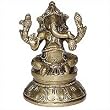 Ganesha Statues Sitting Posture Brass Figurine 2.25 x 2 x 3.5 inches