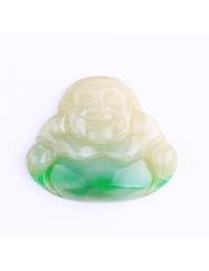 Moon Wings White and Green Color Rare Hard Jade Feicui Smiling Face Kids Pendant w/ certification