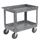 Plastic 2 Shelf Tray Service & Utility Cart 8 Inch Pneumatic Caster
