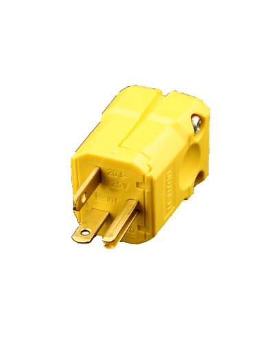 Leviton 5356-VY 20 Amp, 125 Volt, Industrial Grade, Plug, Straight Blade, Grounding, Python, Yellow