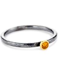 GURHAN "Skittle" Silver with High Karat Gold Accents Citrine Ring, Size 7