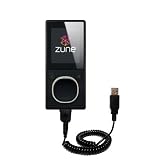 Coiled Power Hot Sync and Charge USB Data Cable w/ Tip Exchange for the Microsoft Zune 4GB / 8GB - Gomadic Brand