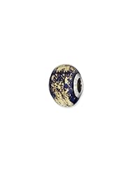 Sterling Silver Dark Blue w/Gold Foil Ceramic Charm