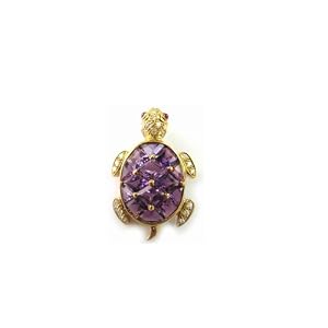Animal Collection Amethyst, Ruby and Diamond Tortoise Pin by