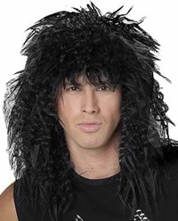Lacey Wigs Men's Black 80's Hair Band Costume