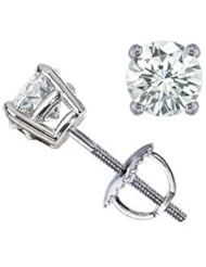 14k Solid Gold Round Diamond Prong Earrings (0.40 ct.tw.)