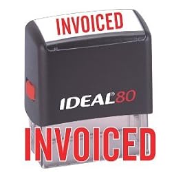 INVOICED Red Office Stock Self-Inking Rubber Stamp