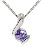 Image of 9ct White Gold Ladies 0.33ct Tanzanite Cradle Pendant & Chain