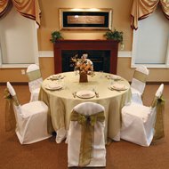 Ivory Wedding Round Top Banquet Chair Covers-(set of 100) by Summerfield