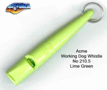 LATEST COLOUR Acme LIME GREEN Working Dog Whistle  210.5 with FREE De-Luxe BLACK Safety Lanyard