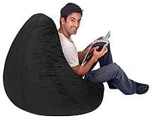 Large Black Plush Large Bean Bag Cover